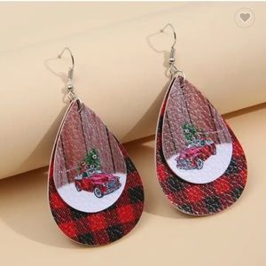 Christmas Scene Truck with Tree Drop Earrings